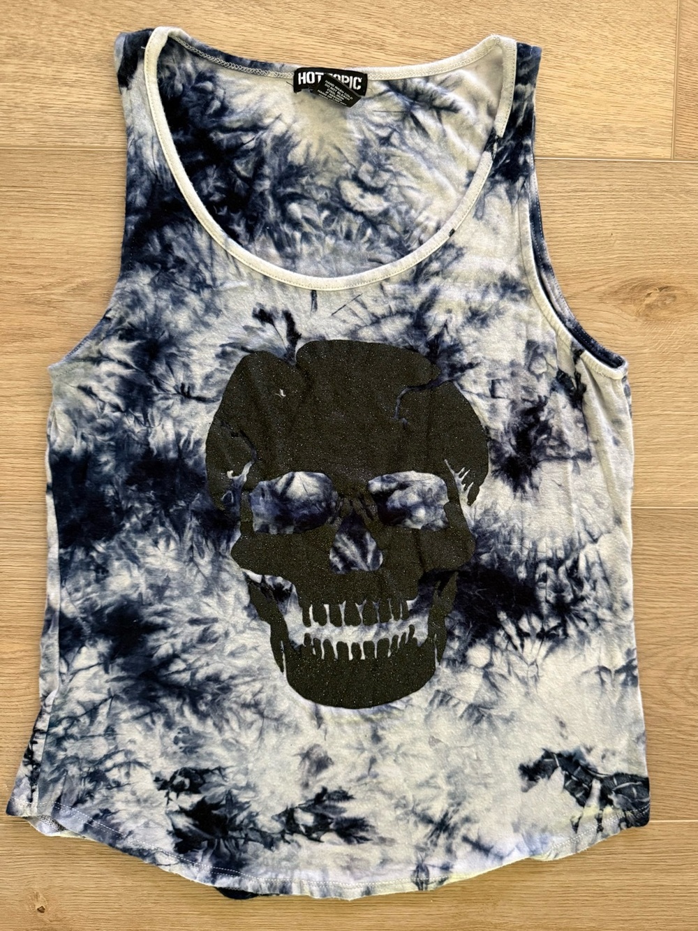 Hot Topic Y2K Skull Tie Dye Glitter Tank Top Medium Goth Emo